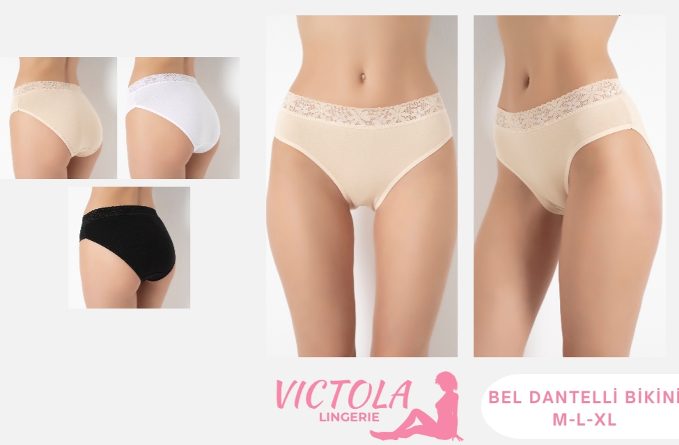 Victola%20İç%20Giyim%2012%20Adet%20Dantel%20Bel%20Bikini%20Külot%20205