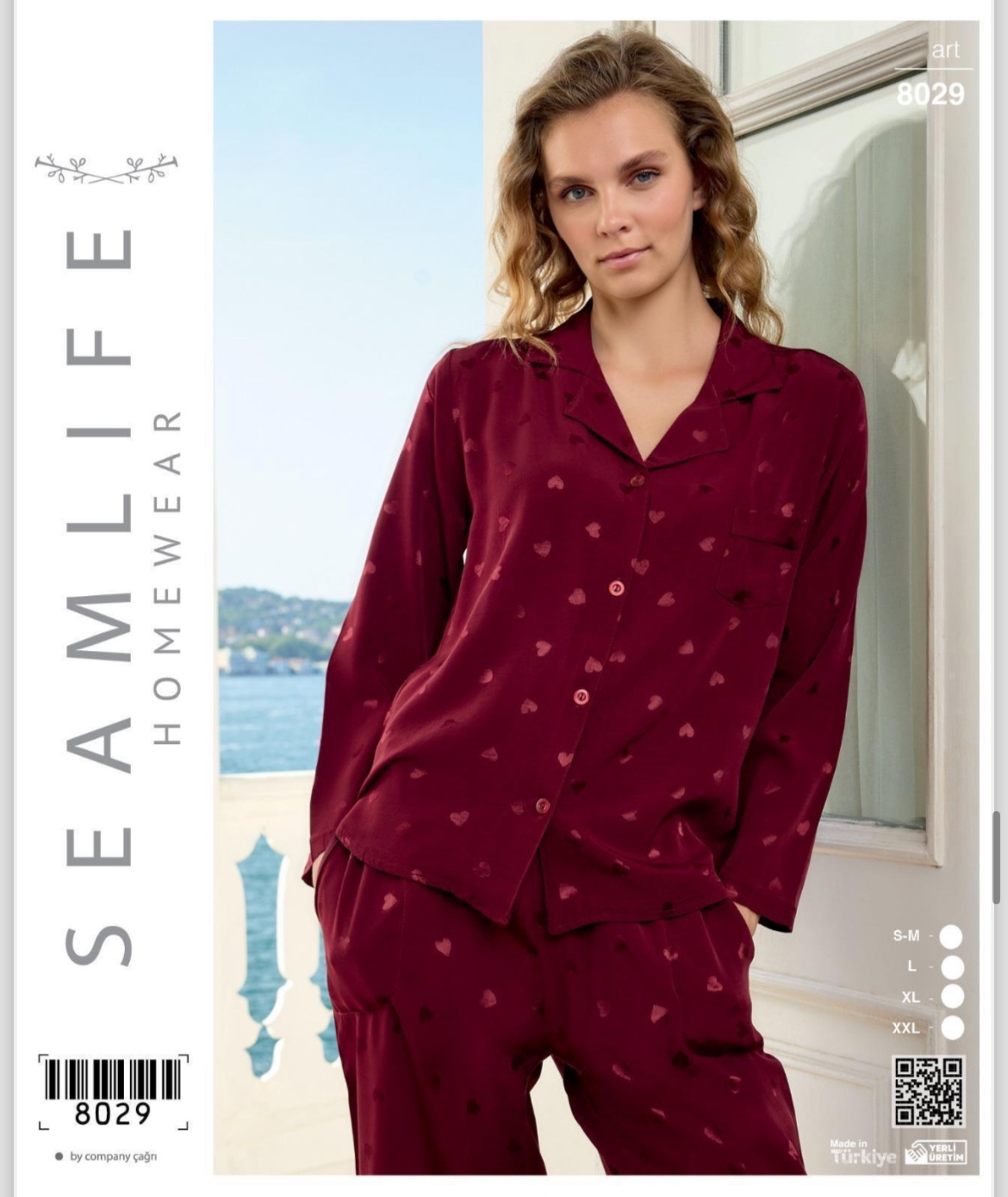 Seamlife%20Kadın%20Boydan%20Düğmeli%20Pamuk%20Saten%20Pijama%20Takımı