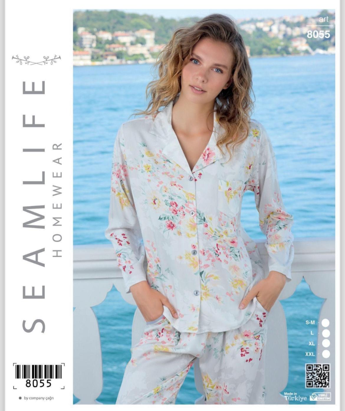 Seamlife%20Kadın%20Boydan%20Dümeli%20Pamuk%20Saten%20Pijama